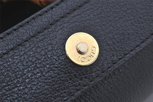 Authentic GUCCI Vintage Bamboo Shoulder Hand Bag Suede Leather Black 0061K