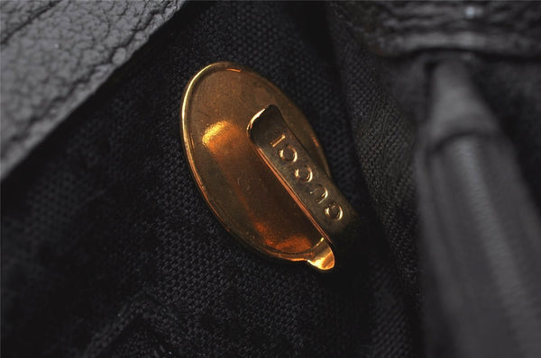 Authentic GUCCI Vintage Bamboo Shoulder Hand Bag Suede Leather Black 0061K