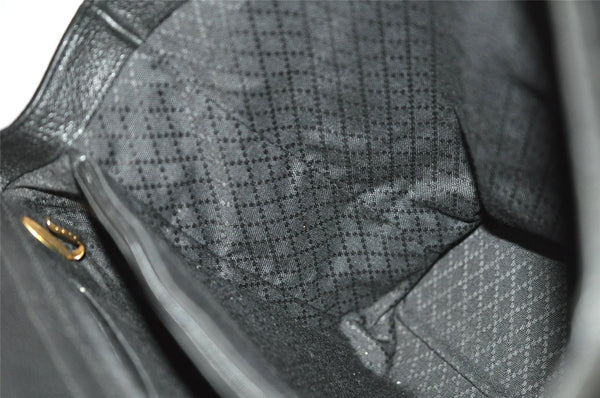 Authentic GUCCI Vintage Bamboo Shoulder Hand Bag Suede Leather Black 0061K