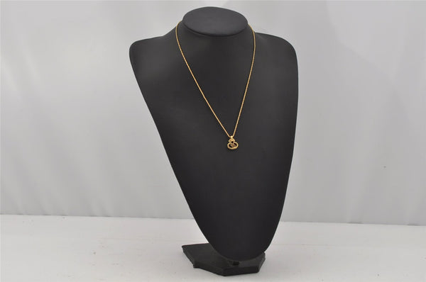 Authentic Christian Dior Gold Tone Chain Pendant Necklace CD Junk 0062J