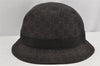 Authentic GUCCI Vintage Bucket Hat GG Canvas Leather Size L Brown 0062K