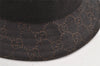 Authentic GUCCI Vintage Bucket Hat GG Canvas Leather Size L Brown 0062K