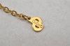 Authentic Christian Dior Gold Tone Chain Rhinestone Pendant Necklace CD 0063J