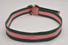 Auth GUCCI Bamboo Sherry Line Belt Canvas Leather 31.5" 138452 Green Pink 0063K