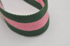 Auth GUCCI Bamboo Sherry Line Belt Canvas Leather 31.5" 138452 Green Pink 0063K