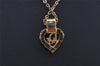 Authentic Christian Dior Gold Tone Chain Rhinestone Pendant Necklace CD 0064J