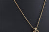 Authentic Christian Dior Gold Tone Chain Rhinestone Pendant Necklace CD 0064J