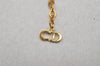 Authentic Christian Dior Gold Tone Chain Rhinestone Pendant Necklace CD 0064J