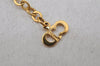 Authentic Christian Dior Gold Tone Chain Rhinestone Pendant Necklace CD 0064J