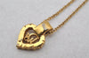 Authentic Christian Dior Gold Tone Chain Rhinestone Pendant Necklace CD 0064J