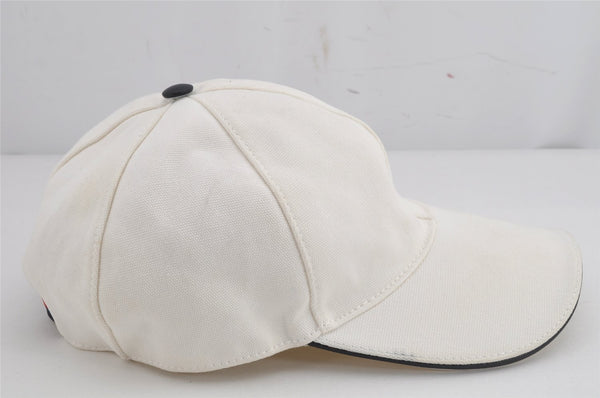 Authentic GUCCI Vintage Sherry Line Cap Canvas Leather Size XL White 0064K