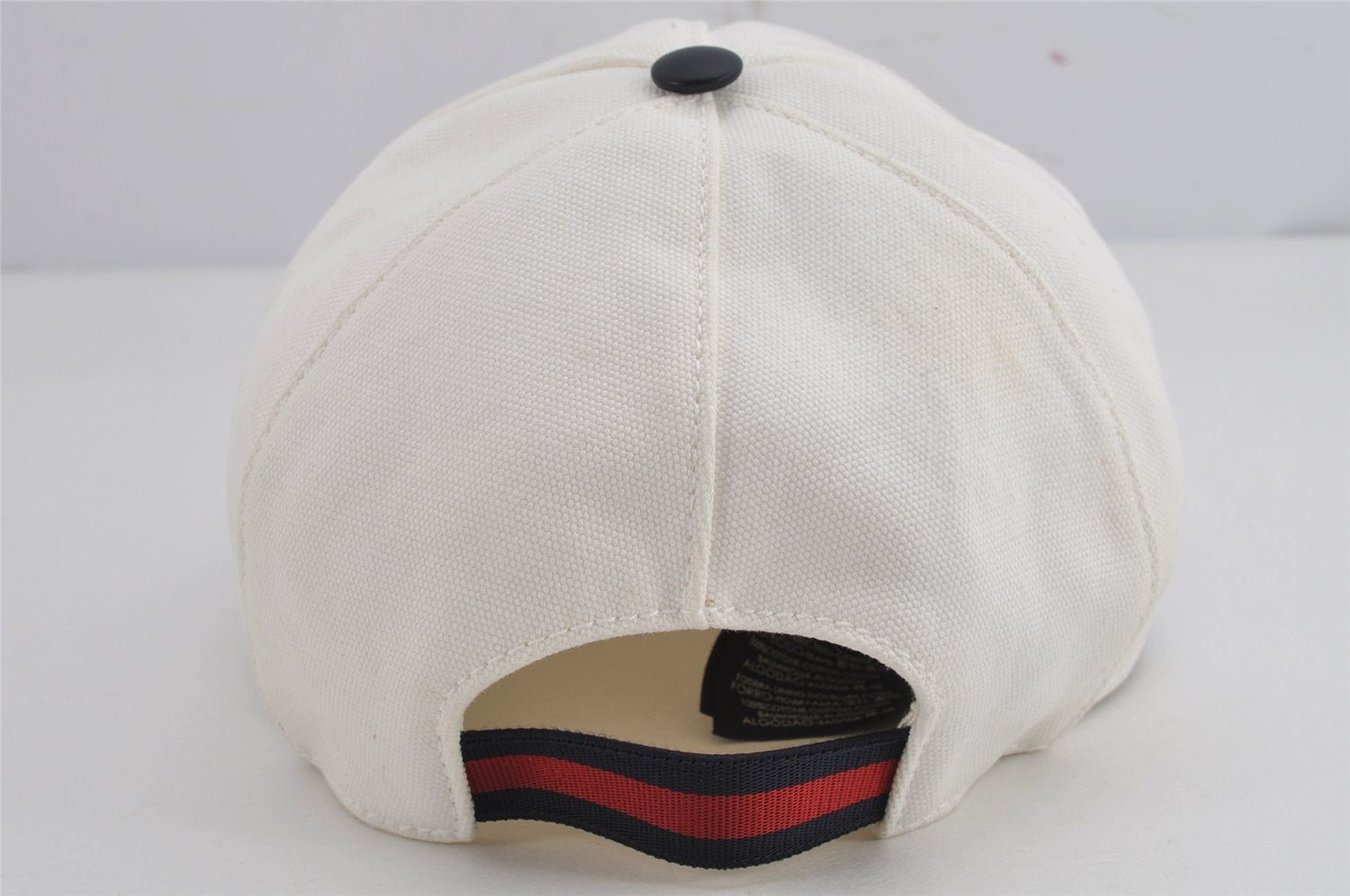 Authentic GUCCI Vintage Sherry Line Cap Canvas Leather Size XL White 0064K