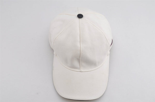 Authentic GUCCI Vintage Sherry Line Cap Canvas Leather Size XL White 0064K