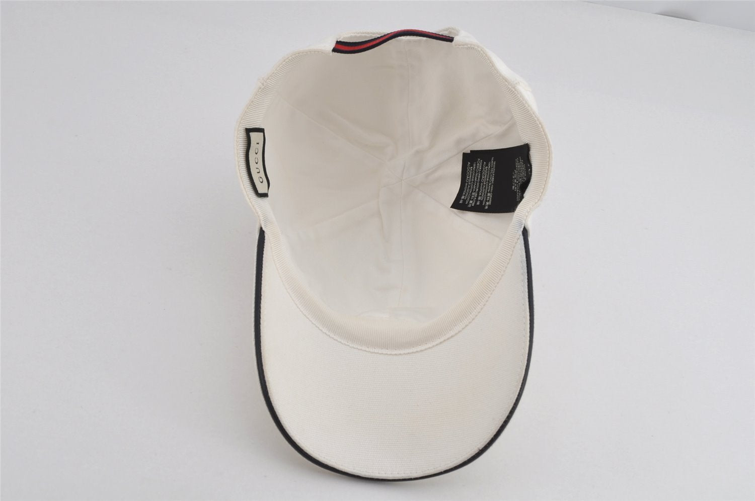 Authentic GUCCI Vintage Sherry Line Cap Canvas Leather Size XL White 0064K