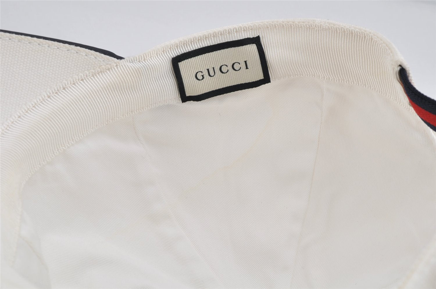 Authentic GUCCI Vintage Sherry Line Cap Canvas Leather Size XL White 0064K