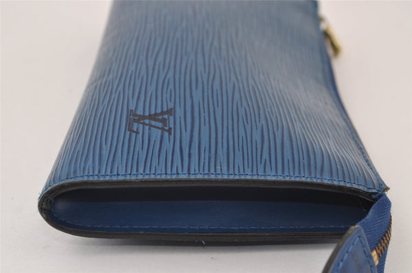 Authentic Louis Vuitton Epi Pochette Accessoires Pouch Blue M52945 LV 0066J