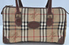 Authentic Burberrys Nova Check Hand Boston Bag PVC Leather Beige Junk 0067G