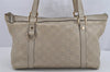 Authentic GUCCI Guccissima Abbey Shoulder Tote Bag GG Leather 141470 White 0067K