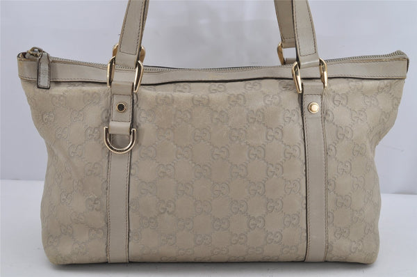 Authentic GUCCI Guccissima Abbey Shoulder Tote Bag GG Leather 141470 White 0067K