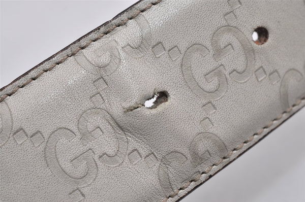 Auth GUCCI Guccissima Interlocking Belt GG Leather 80cm 31.5" 114876 White 0068K