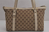 Authentic GUCCI Abbey Shoulder Tote Bag GG Canvas Leather 141470 Brown 0069K