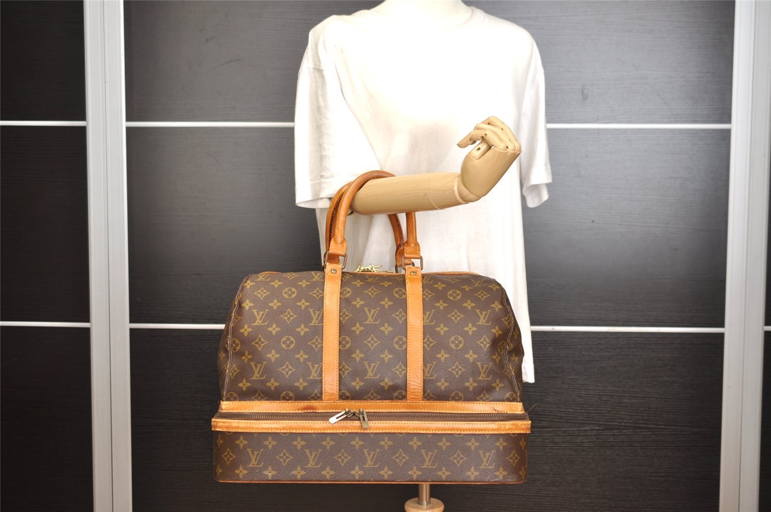 Authentic Louis Vuitton Monogram Sac Sport Travel Hand Bag Old Model LV 0072J