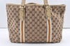 Authentic GUCCI Sherry Line Tote Bag GG Canvas Leather 139260 Brown 0074K