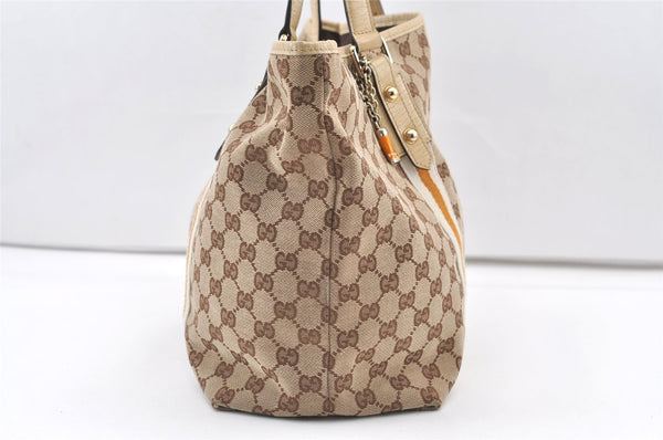 Authentic GUCCI Sherry Line Tote Bag GG Canvas Leather 139260 Brown 0074K