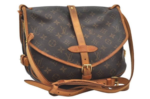 Authentic Louis Vuitton Monogram Saumur 30 Shoulder Cross Bag M42256 Junk 0075J