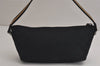 Authentic GUCCI Sherry Line Hand Bag Pouch GG Canvas Leather 141809 Black 0075K