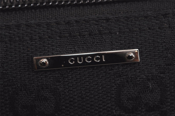 Authentic GUCCI Sherry Line Hand Bag Pouch GG Canvas Leather 141809 Black 0075K