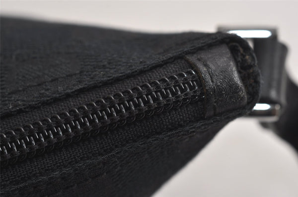 Authentic GUCCI Sherry Line Hand Bag Pouch GG Canvas Leather 141809 Black 0075K