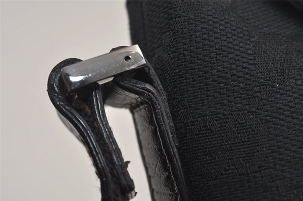 Authentic GUCCI Sherry Line Hand Bag Pouch GG Canvas Leather 141809 Black 0075K