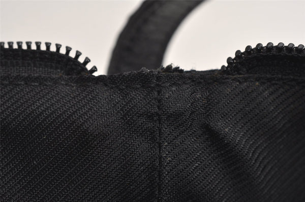 Authentic GUCCI Sherry Line Hand Bag Pouch GG Canvas Leather 141809 Black 0075K