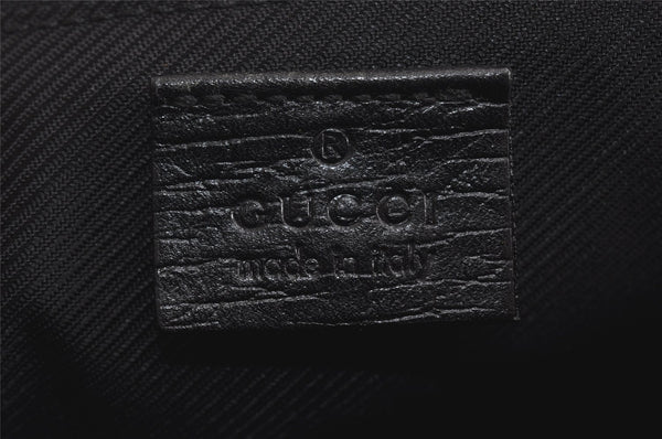 Authentic GUCCI Sherry Line Hand Bag Pouch GG Canvas Leather 141809 Black 0075K