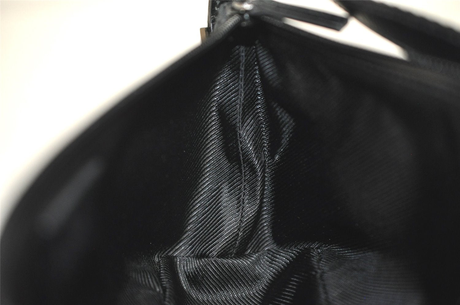Authentic GUCCI Sherry Line Hand Bag Pouch GG Canvas Leather 141809 Black 0075K