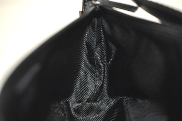 Authentic GUCCI Sherry Line Hand Bag Pouch GG Canvas Leather 141809 Black 0075K