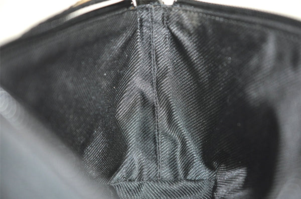 Authentic GUCCI Sherry Line Hand Bag Pouch GG Canvas Leather 141809 Black 0075K