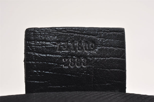 Authentic GUCCI Sherry Line Hand Bag Pouch GG Canvas Leather 141809 Black 0075K