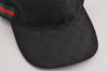 Authentic GUCCI Web Sherry Line Cap GG Canvas Leather Size M 200035 Black 0077K