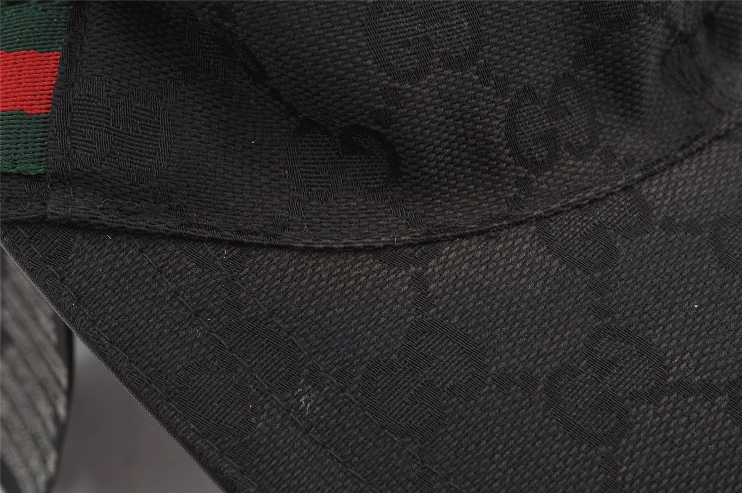 Authentic GUCCI Web Sherry Line Cap GG Canvas Leather Size M 200035 Black 0077K
