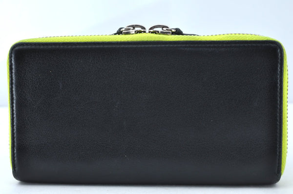 Auth BALENCIAGA Papier Continental Zip Wallet Leather 381226 Black Box 0077M