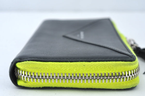 Auth BALENCIAGA Papier Continental Zip Wallet Leather 381226 Black Box 0077M