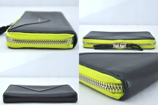 Auth BALENCIAGA Papier Continental Zip Wallet Leather 381226 Black Box 0077M