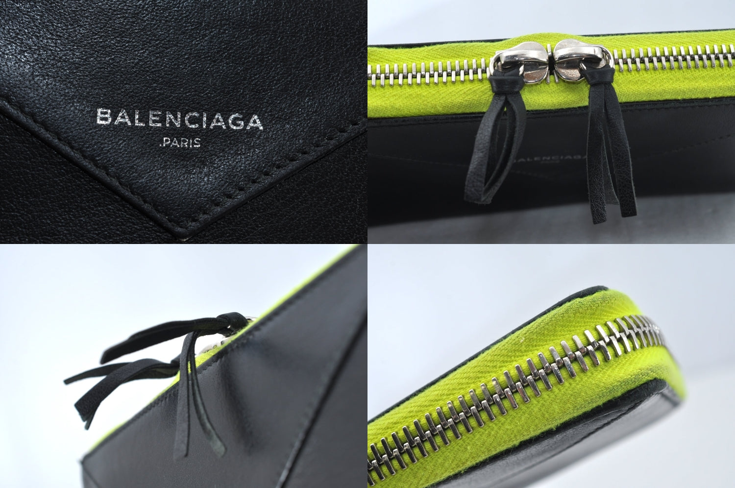 Auth BALENCIAGA Papier Continental Zip Wallet Leather 381226 Black Box 0077M