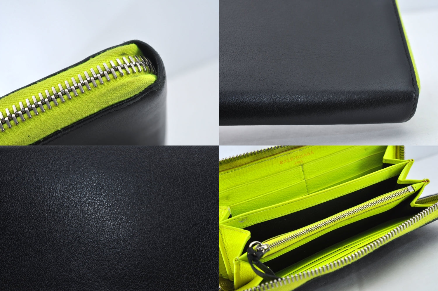 Auth BALENCIAGA Papier Continental Zip Wallet Leather 381226 Black Box 0077M