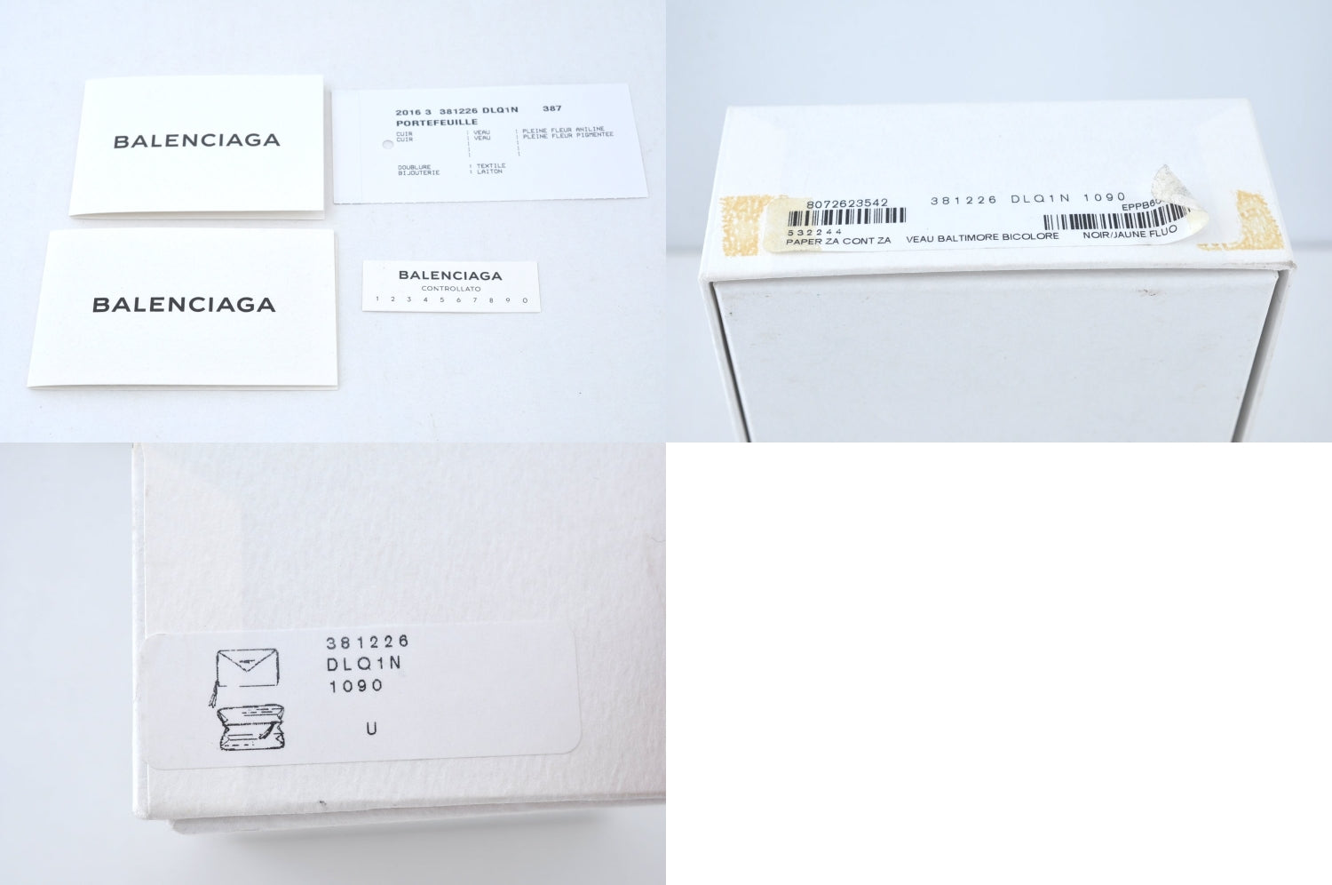 Auth BALENCIAGA Papier Continental Zip Wallet Leather 381226 Black Box 0077M