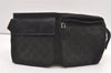 Authentic GUCCI Vintage Waist Body Bag Purse GG Canvas Leather 28566 Black 0078K