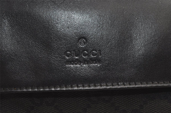 Authentic GUCCI Vintage Waist Body Bag Purse GG Canvas Leather 28566 Black 0078K