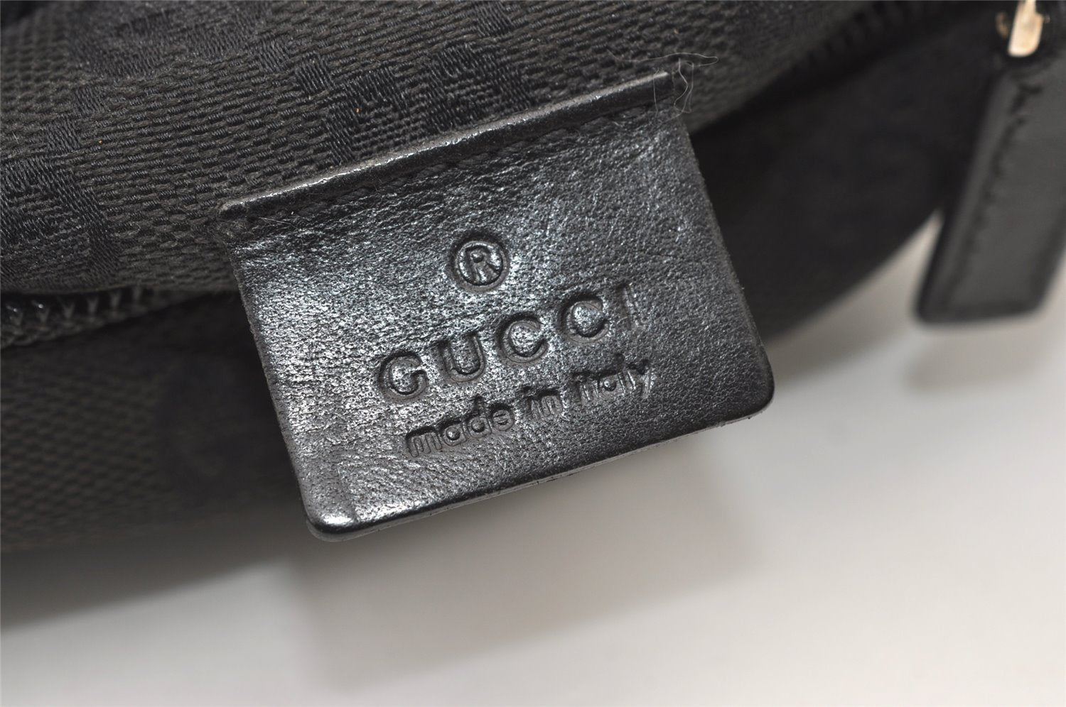 Authentic GUCCI Vintage Waist Body Bag Purse GG Canvas Leather 28566 Black 0078K